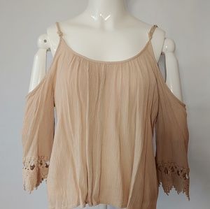 Cold Shoulder Lacey Sleeve Blouse